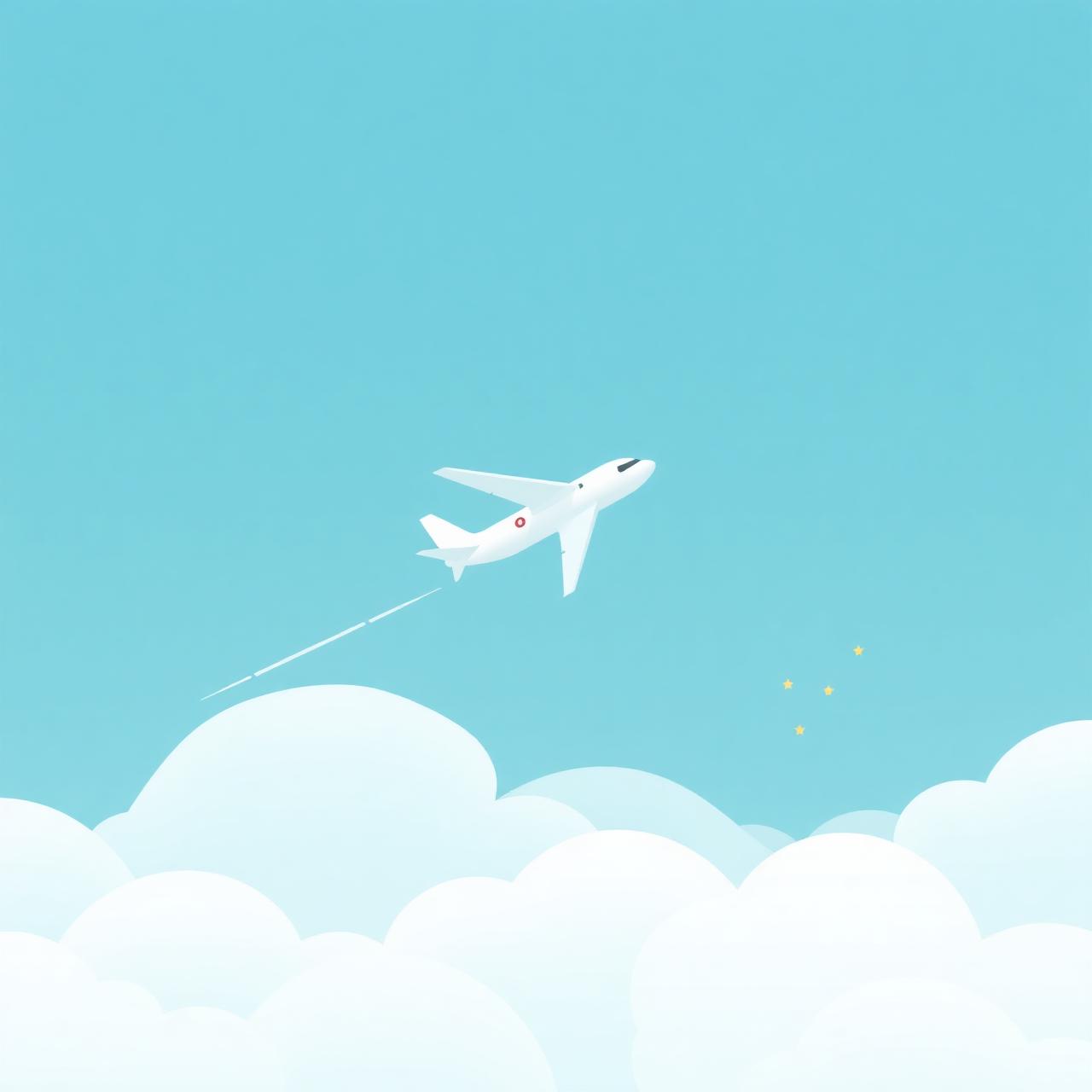 Travel illustration with airplane and clouds